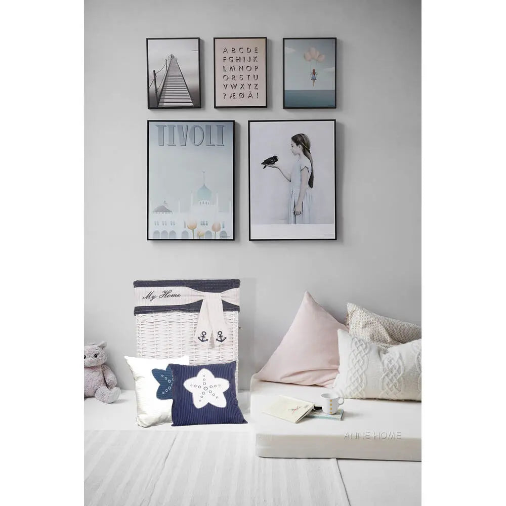 Anne Home - Oreiller blanc étoile bleue