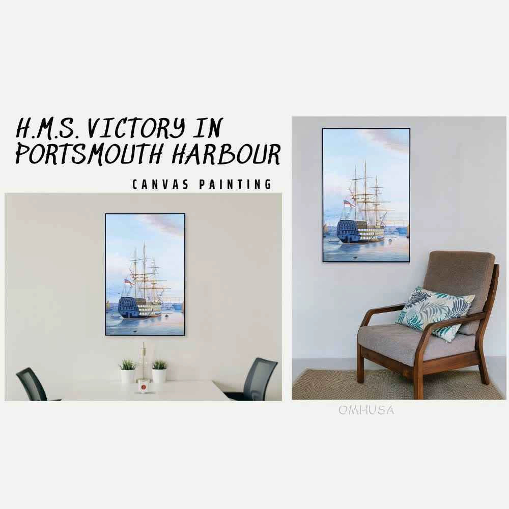 H.M.S. Victory in Portsmouth Harbour - Canvas Painting