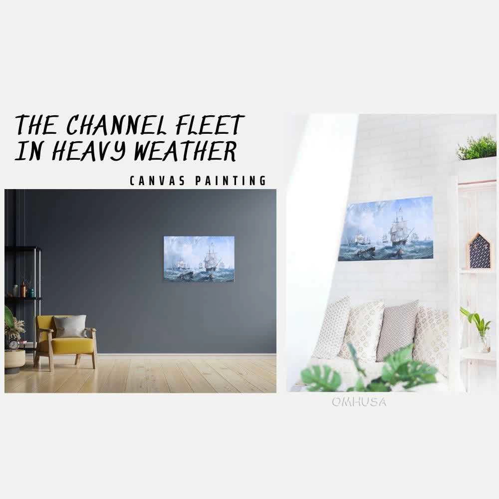 The Channel fleet in heavy weather - Canvas Print