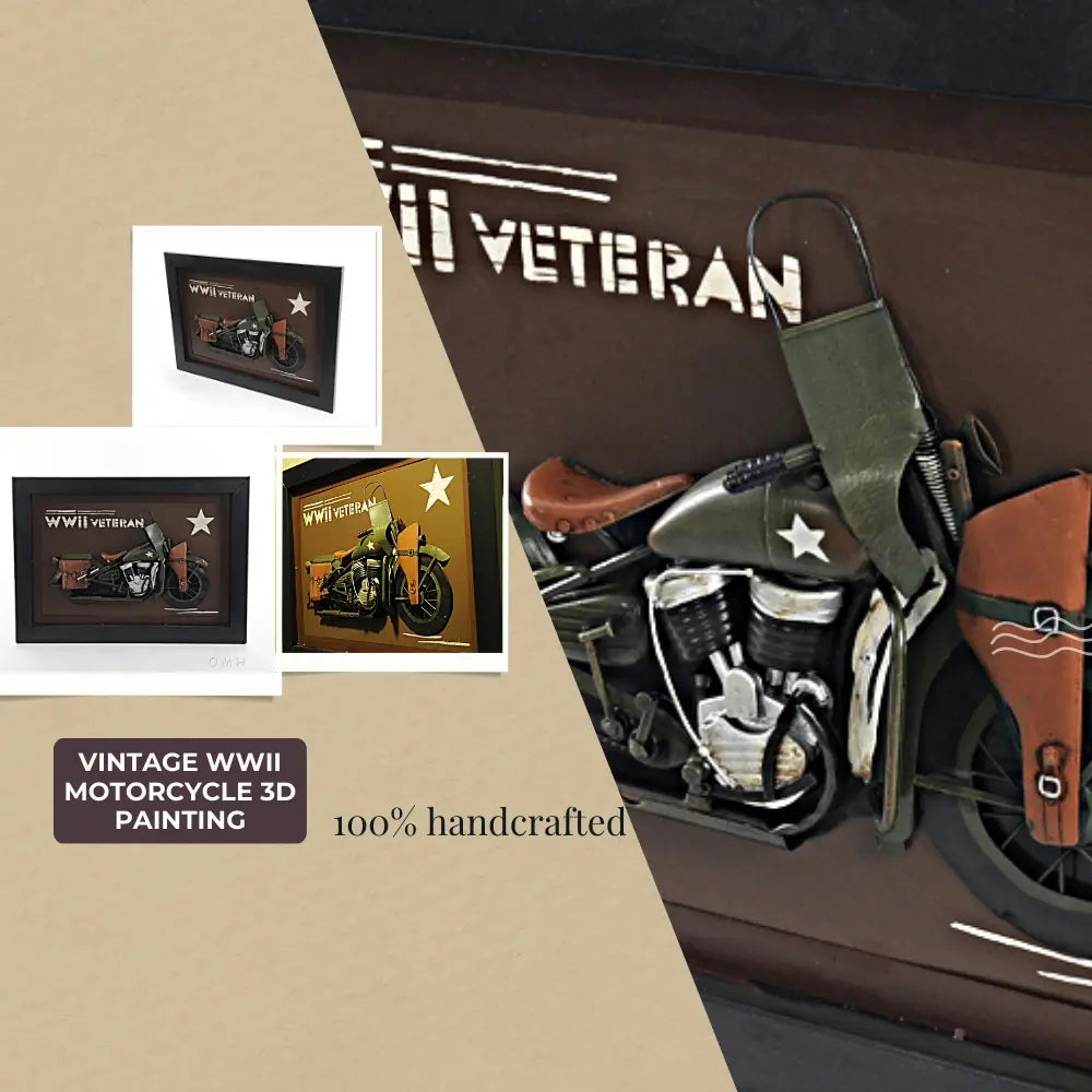Vintage WWII Motorcycle 3D Painting