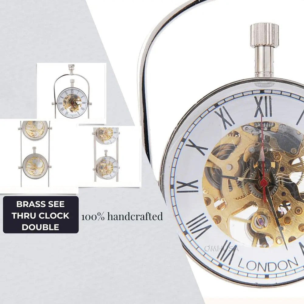 Brass See Thru Clock Double