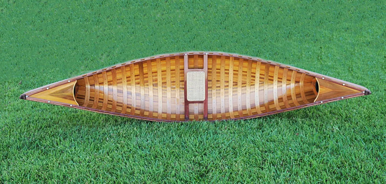 Red Wooden Canoe 10ft With Ribs Curved Bow