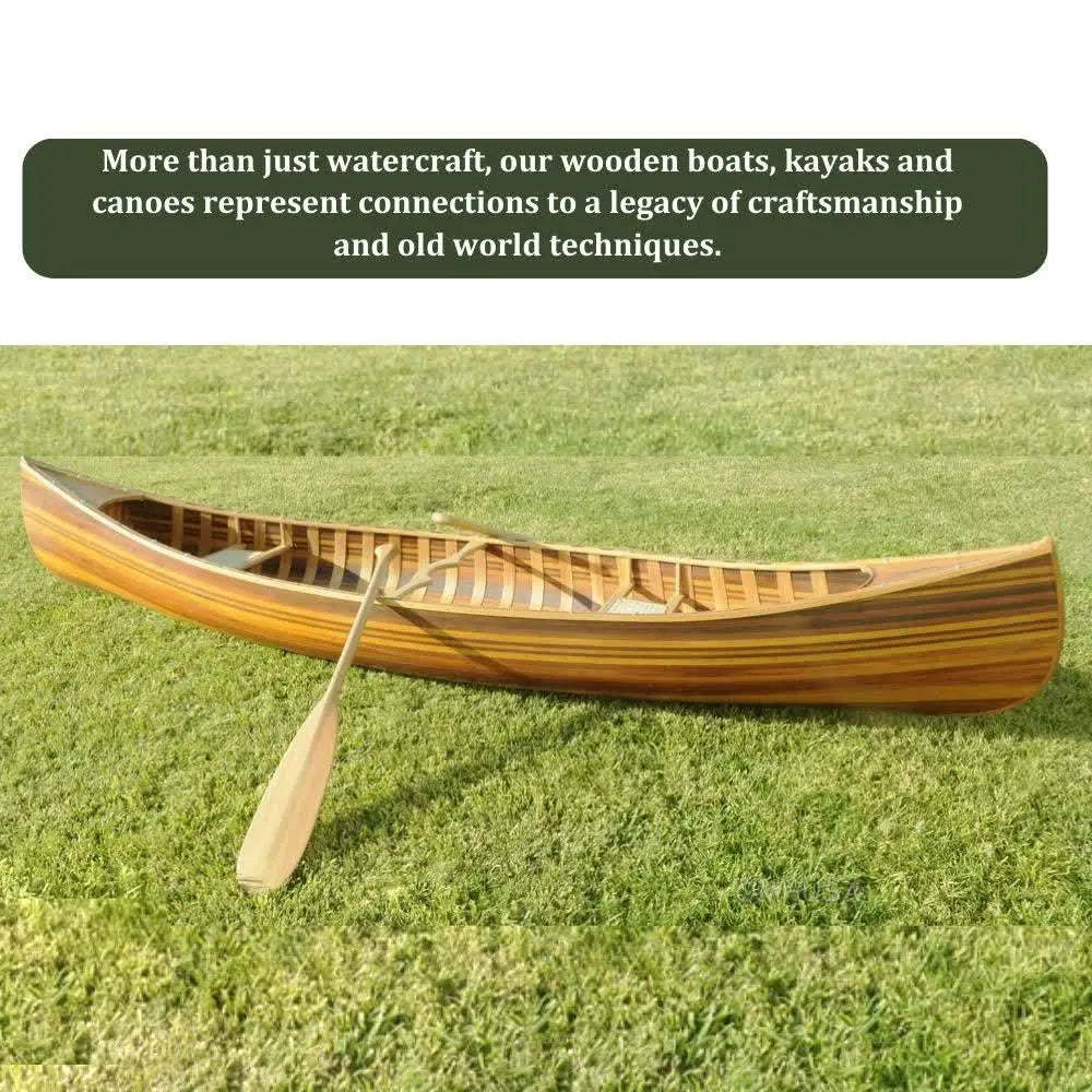 Wooden Canoe With Ribs Curved Bow Matte Finish 12ft