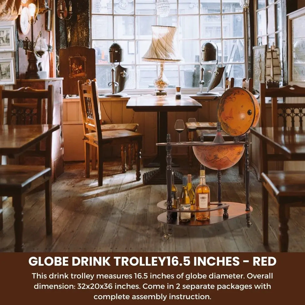 Globe drink trolley 16.5 inches - Red