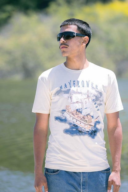 Majestic Mayflower Combo: A Model Ship and Iconic T-Shirt