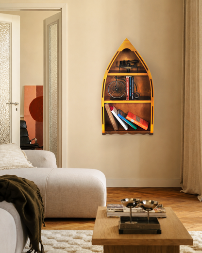 Wooden Canoe Book Shelf Small