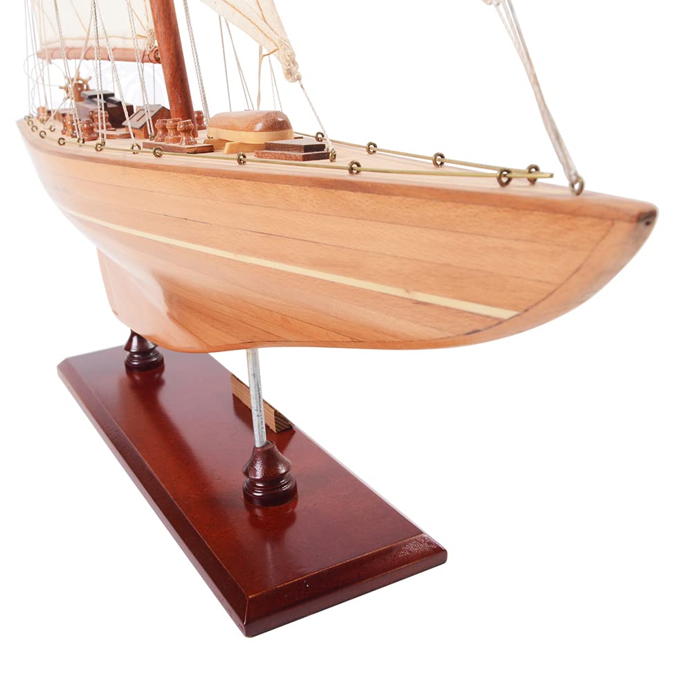 Old Modern Handicrafts Endeavour Small Sailboat Model - Small - Premium Wood - Fully Assembled Boat Models for Home & Office - 24.0L x 5.0W x 31.0H Inches