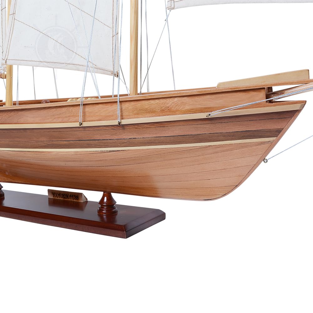 Old Modern Handicrafts America Sailboat Model - Collectible Wooden Scale Model - Small - Made from Premium Wood - 33.0L x 5.5W x 28.0H Inches