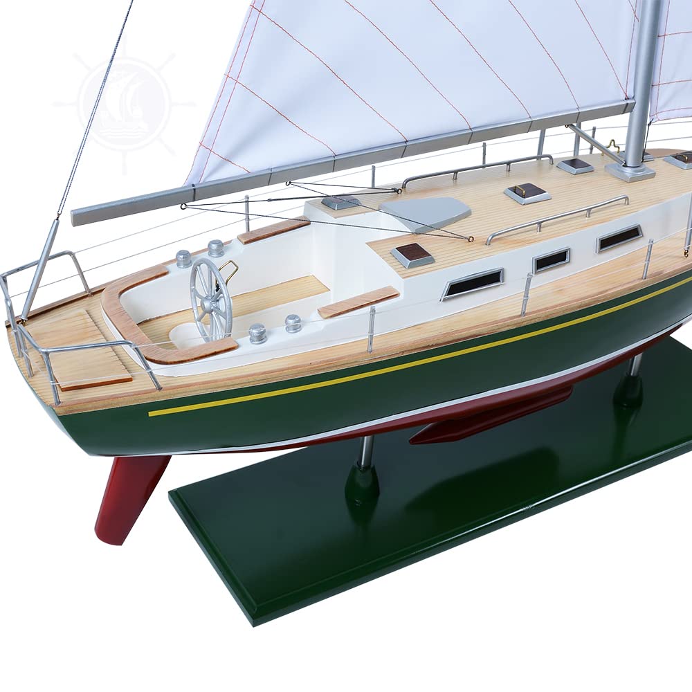 Old Modern Handicrafts Omega Yacht Sailboat Model America Cup - Model Made from Premium Wood - Exquisite Nautical Décor for Home & Office - 30.0L x 7.0W x 45.0H Inches