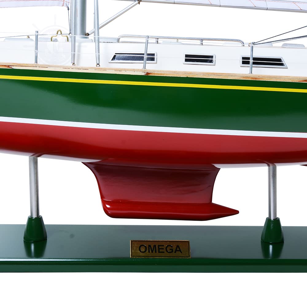 Old Modern Handicrafts Omega Yacht Sailboat Model America Cup - Model Made from Premium Wood - Exquisite Nautical Décor for Home & Office - 30.0L x 7.0W x 45.0H Inches