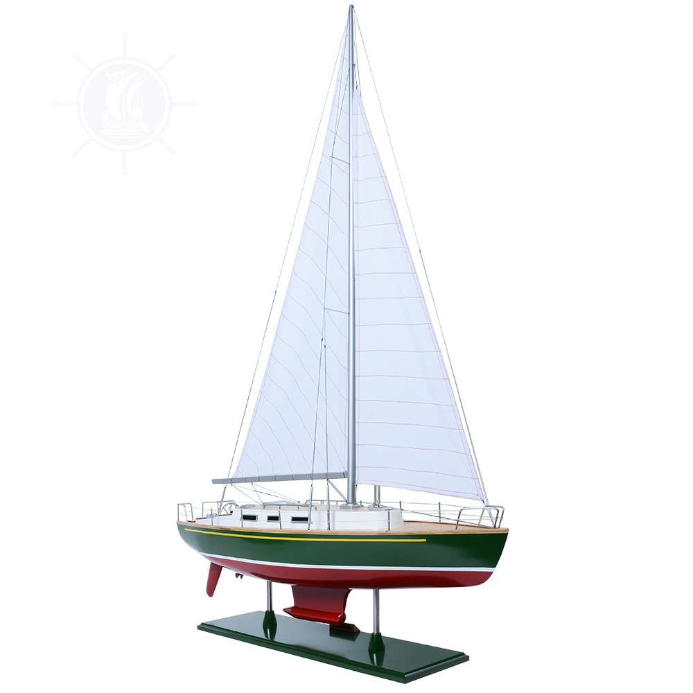 Old Modern Handicrafts Omega Yacht Sailboat Model America Cup - Model Made from Premium Wood - Exquisite Nautical Décor for Home & Office - 30.0L x 7.0W x 45.0H Inches
