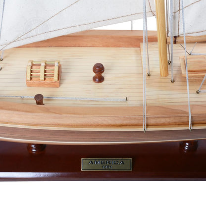 Old Modern Handicrafts America Sailboat Model - Collectible Wooden Scale Model - Small - Made from Premium Wood - 33.0L x 5.5W x 28.0H Inches