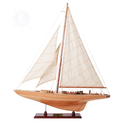 Old Modern Handicrafts Endeavour Small Sailboat Model - Small - Premium Wood - Fully Assembled Boat Models for Home & Office - 24.0L x 5.0W x 31.0H Inches