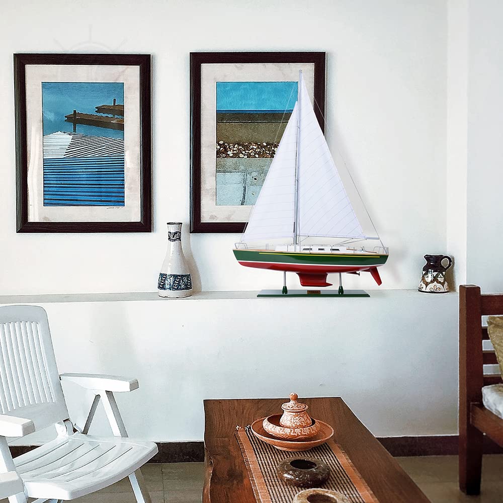 Old Modern Handicrafts Omega Yacht Sailboat Model America Cup - Model Made from Premium Wood - Exquisite Nautical Décor for Home & Office - 30.0L x 7.0W x 45.0H Inches