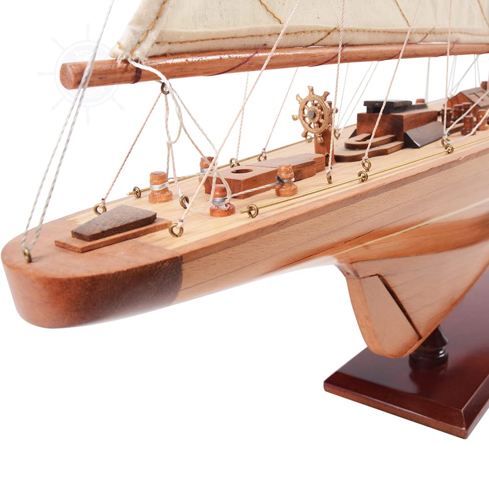 Old Modern Handicrafts Endeavour Small Sailboat Model - Small - Premium Wood - Fully Assembled Boat Models for Home & Office - 24.0L x 5.0W x 31.0H Inches