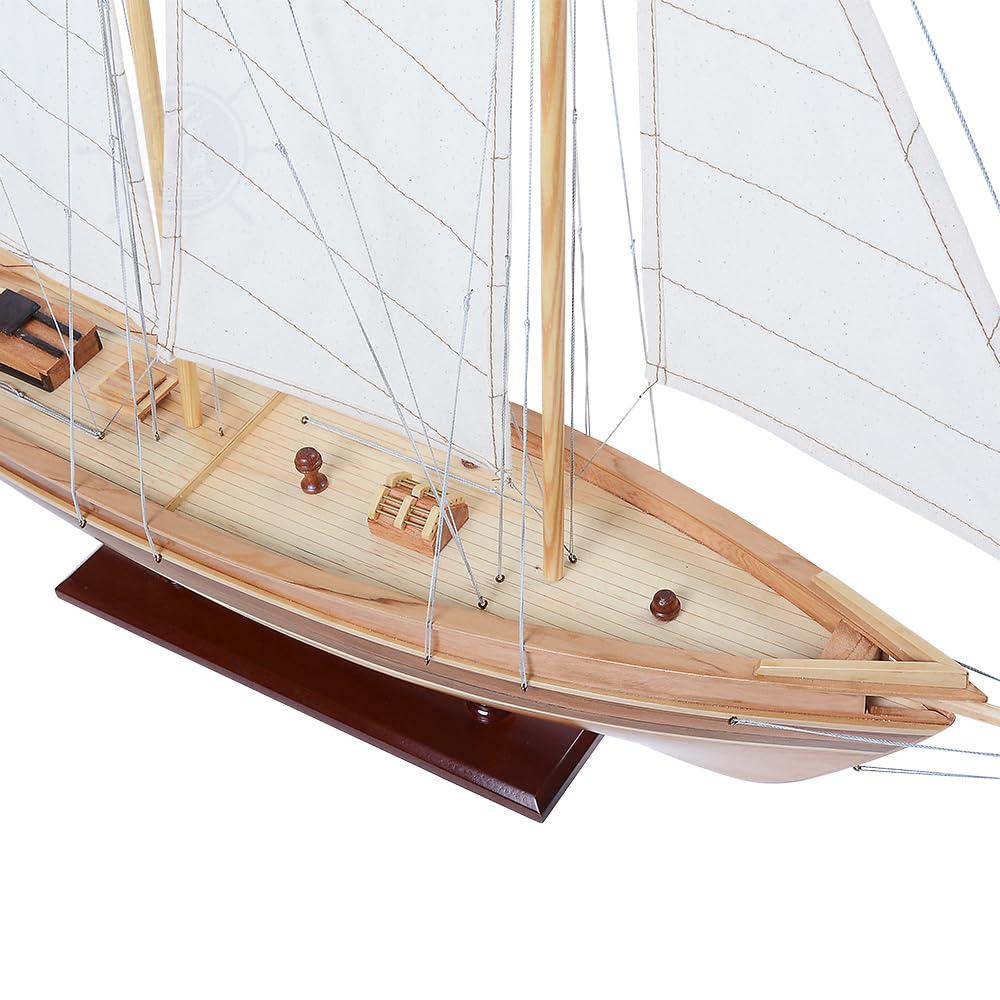 Old Modern Handicrafts America Sailboat Model - Collectible Wooden Scale Model - Small - Made from Premium Wood - 33.0L x 5.5W x 28.0H Inches