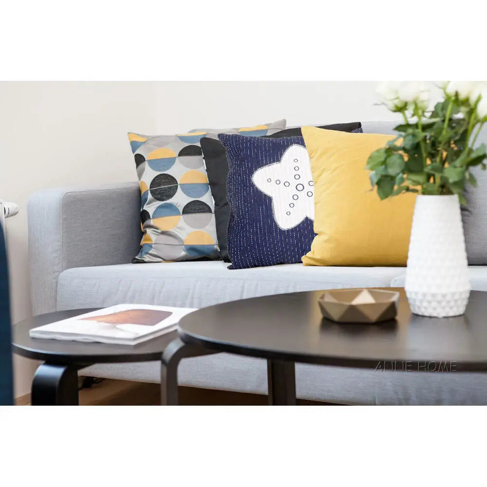 Anne Home - Oreiller bleu étoile blanche