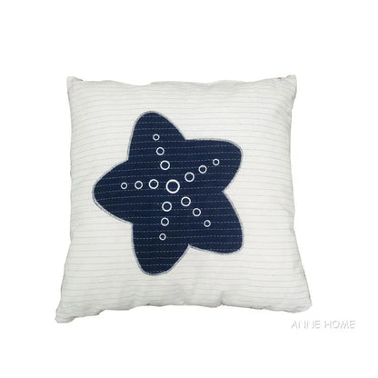 Anne Home - Oreiller blanc étoile bleue