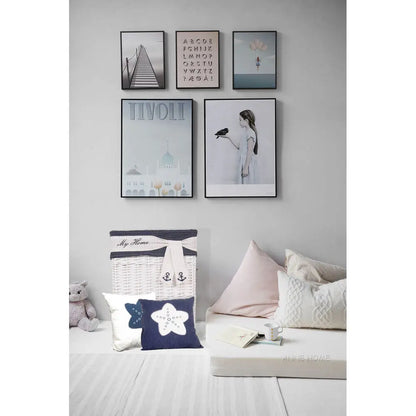 Anne Home - Oreiller blanc étoile bleue