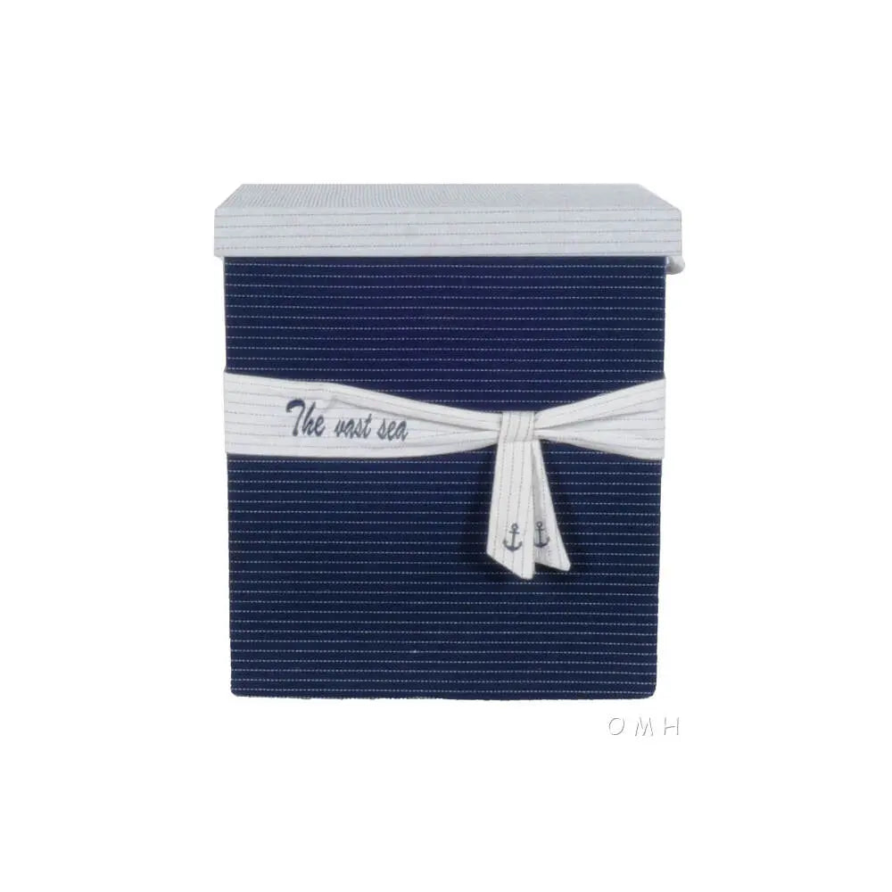 Anne Home - Set of 5 Blue Fabric Basket With Bow Decoration