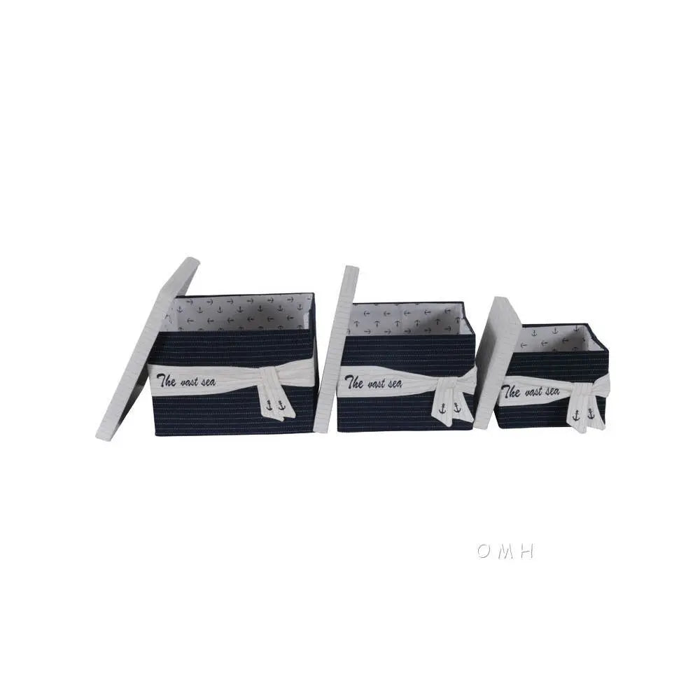 Anne Home - Set of 3 Fabric Boxes With Cover