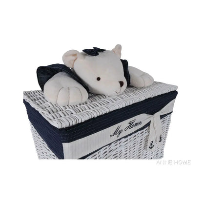 Anne Home - Set of 5 Rectangular Willow Baskets Bear Design