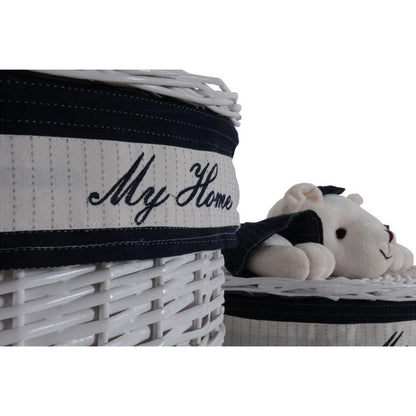 Anne Home - Set of 4 Oval Willow Baskets With Bear Design