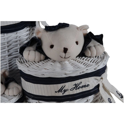 Anne Home - Set of 4 Oval Willow Baskets With Bear Design