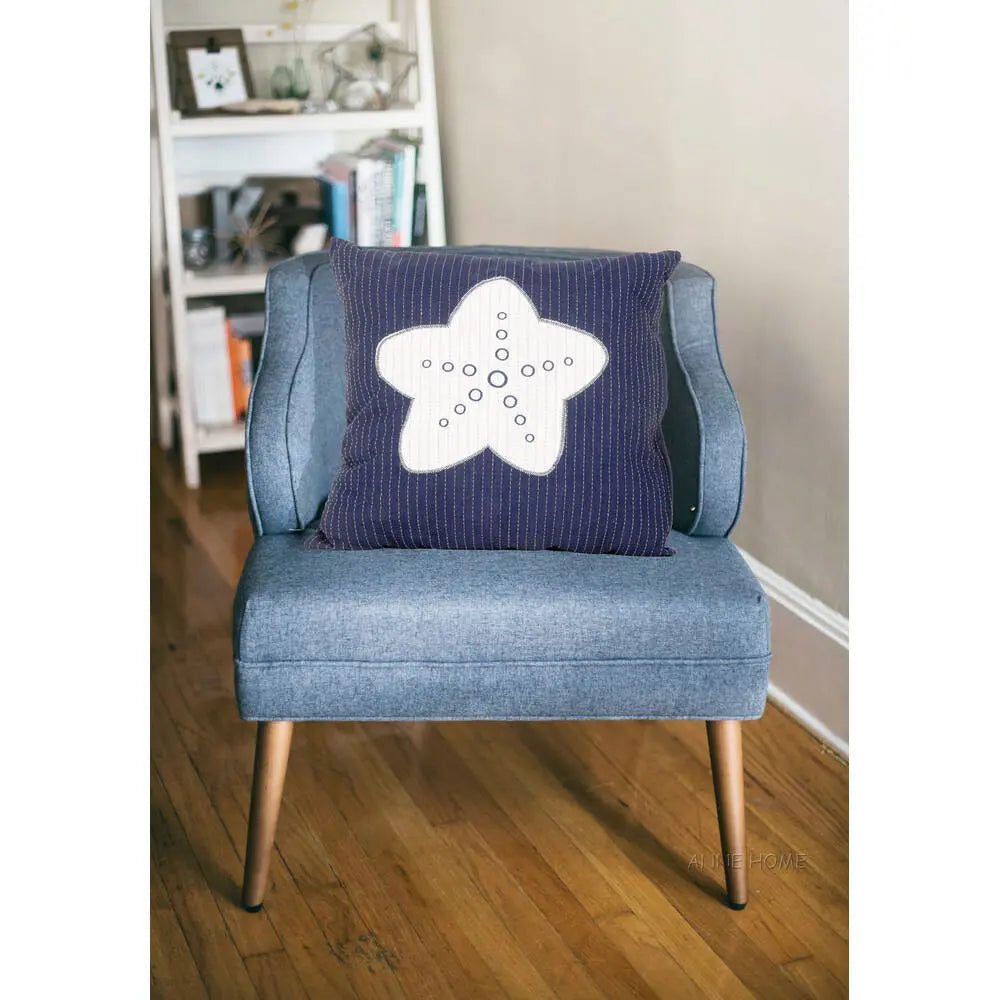 Anne Home - Blue Pillow White Star Set of 2