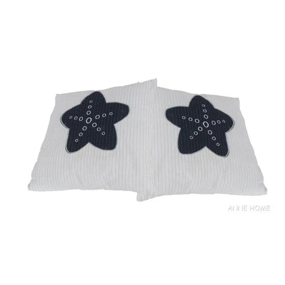 Anne Home - White Pillow Blue Star set of 2