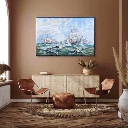 The Channel fleet in heavy weather - Canvas Painting