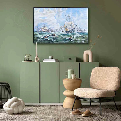 The Channel fleet in heavy weather - Canvas Painting