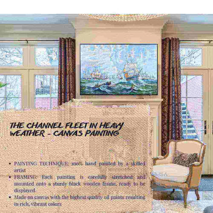 The Channel fleet in heavy weather - Canvas Painting