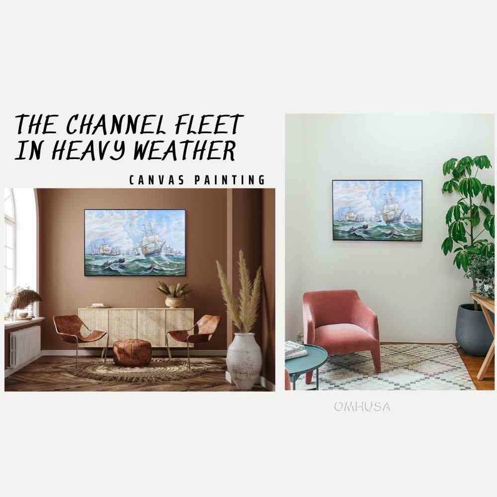 The Channel fleet in heavy weather - Canvas Painting
