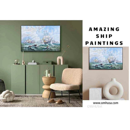 The Channel fleet in heavy weather - Canvas Painting