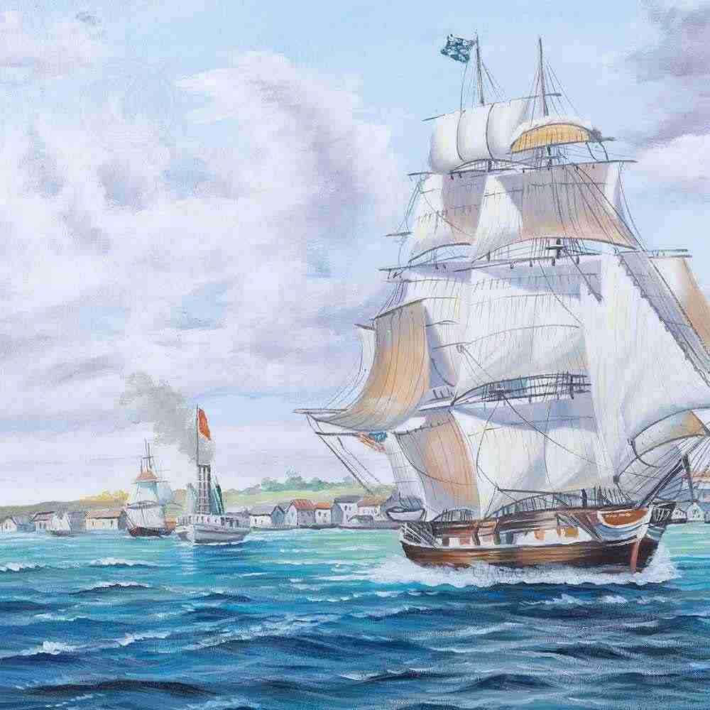 Tableau sur toile « Le Lexington, baleinier, quitte Nantucket »