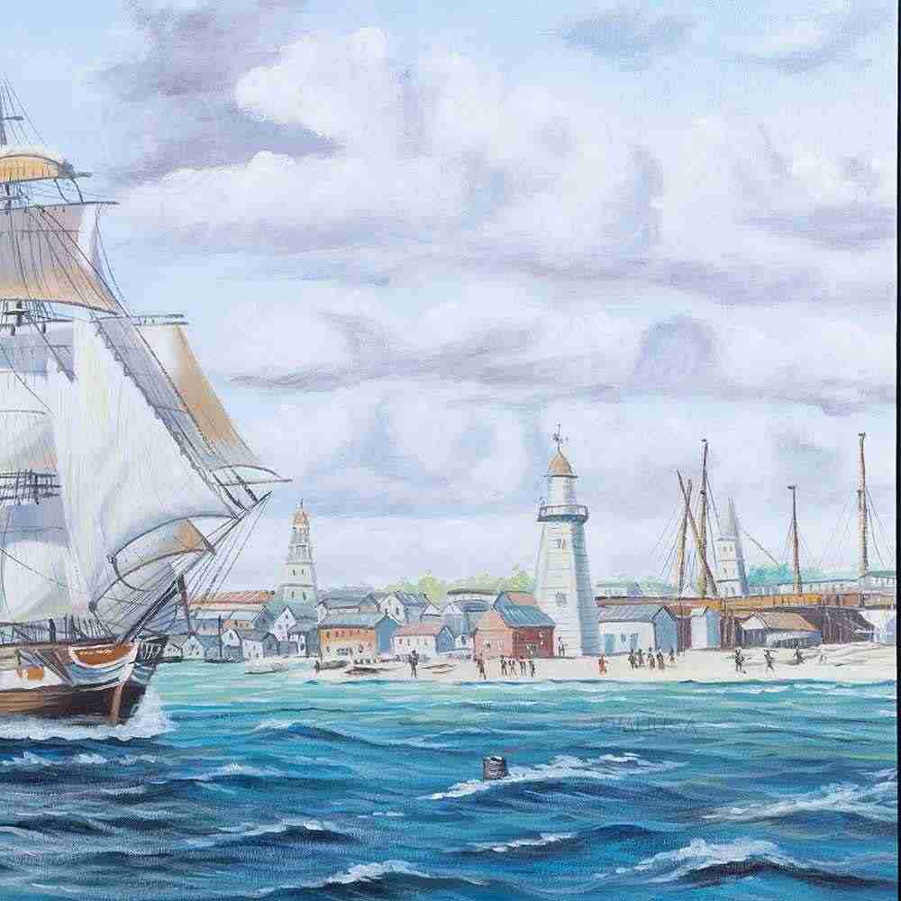 Tableau sur toile « Le Lexington, baleinier, quitte Nantucket »
