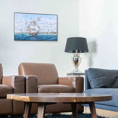 Tableau sur toile « Le Lexington, baleinier, quitte Nantucket »