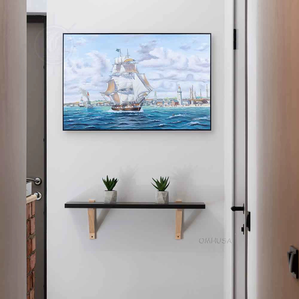 Tableau sur toile « Le Lexington, baleinier, quitte Nantucket »