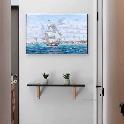 Tableau sur toile « Le Lexington, baleinier, quitte Nantucket »