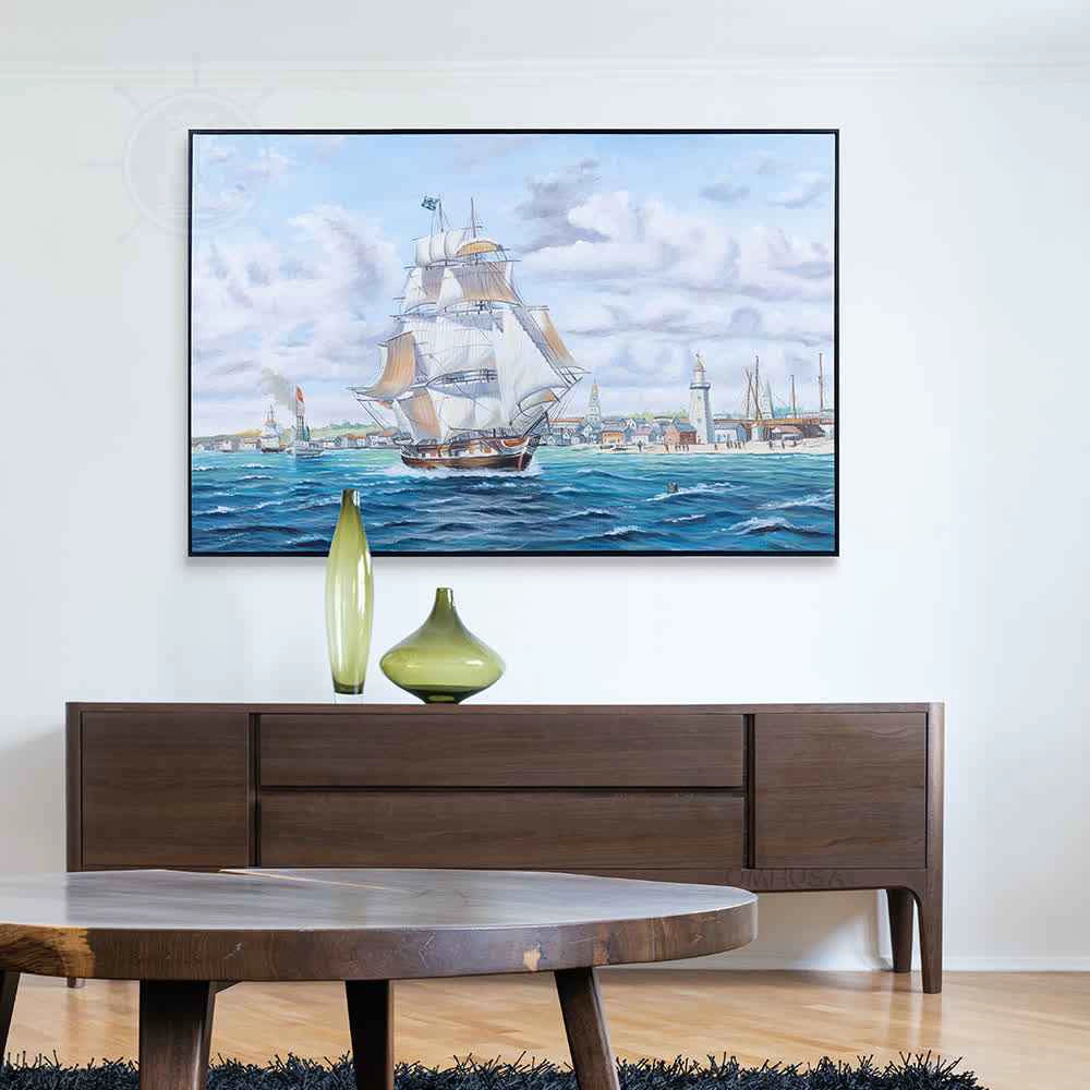 Tableau sur toile « Le Lexington, baleinier, quitte Nantucket »