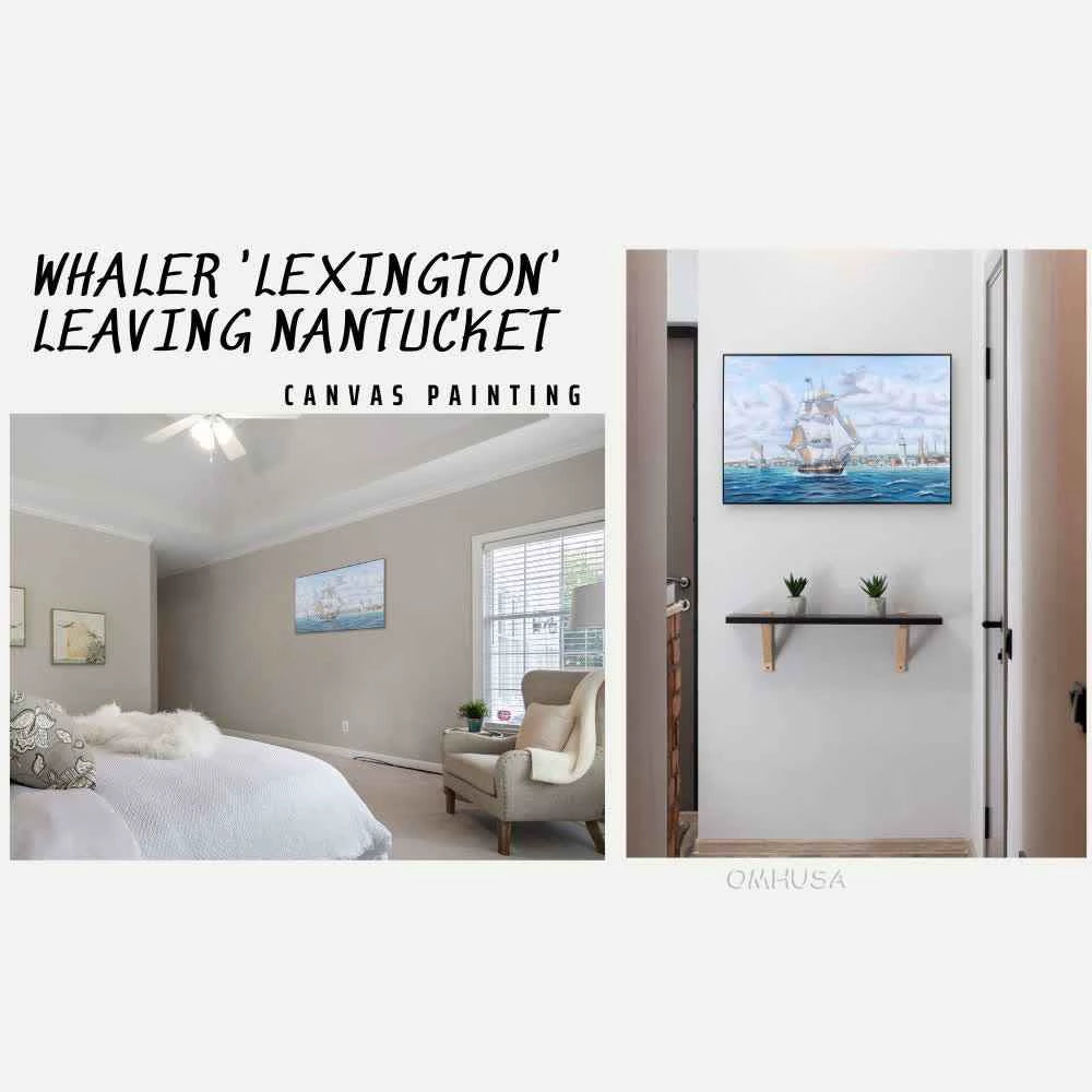 Tableau sur toile « Le Lexington, baleinier, quitte Nantucket »