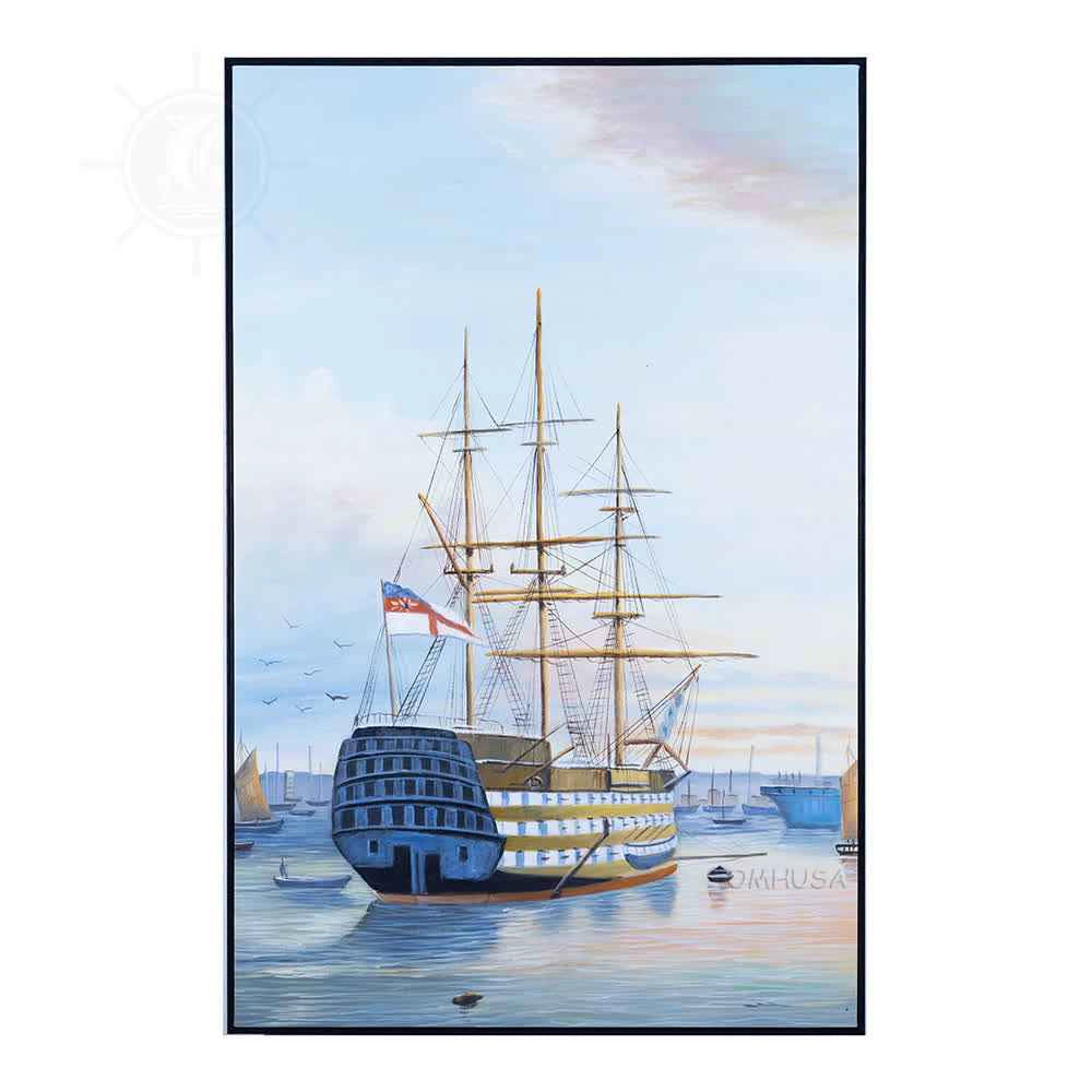 H.M.S. Victory in Portsmouth Harbour - Canvas Painting