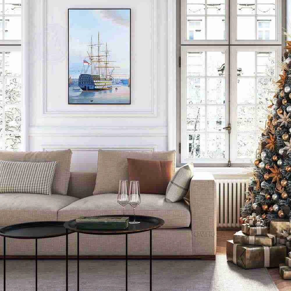 H.M.S. Victory in Portsmouth Harbour - Canvas Painting