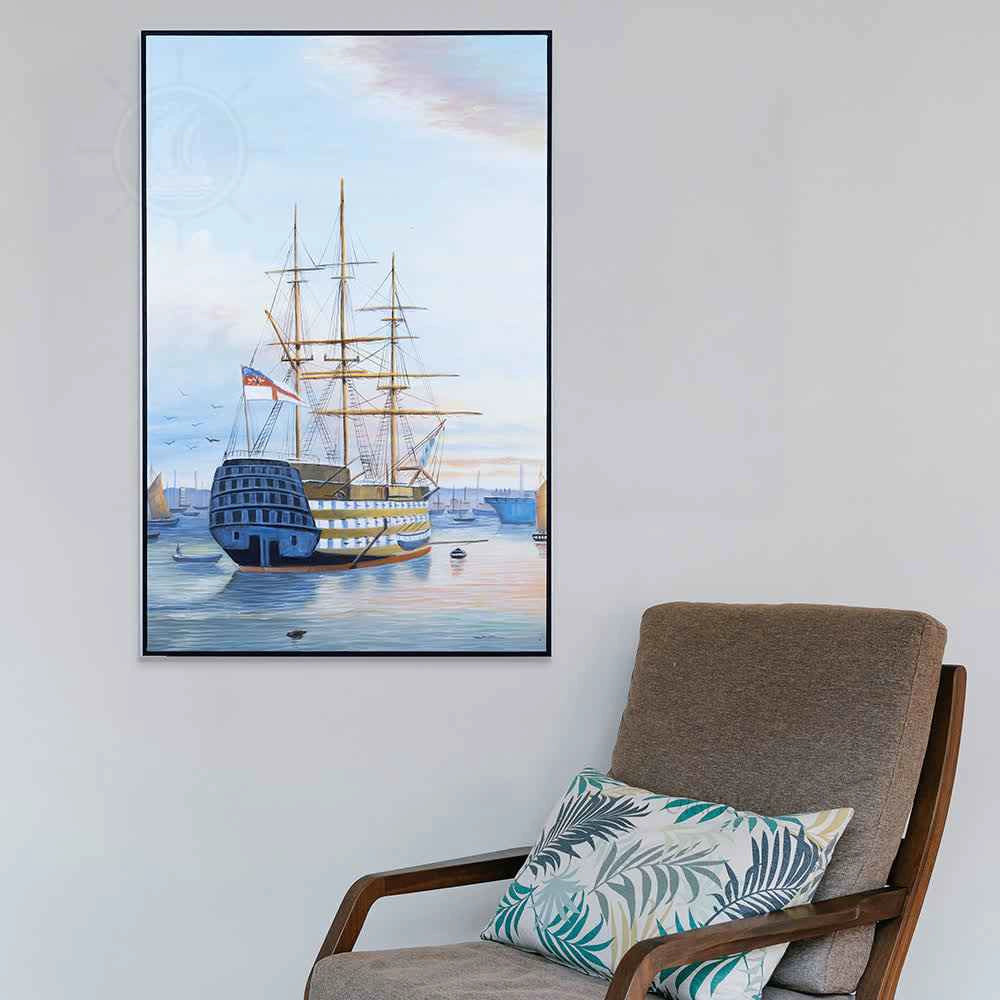 H.M.S. Victory in Portsmouth Harbour - Canvas Painting