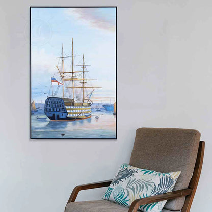 H.M.S. Victory in Portsmouth Harbour - Canvas Painting