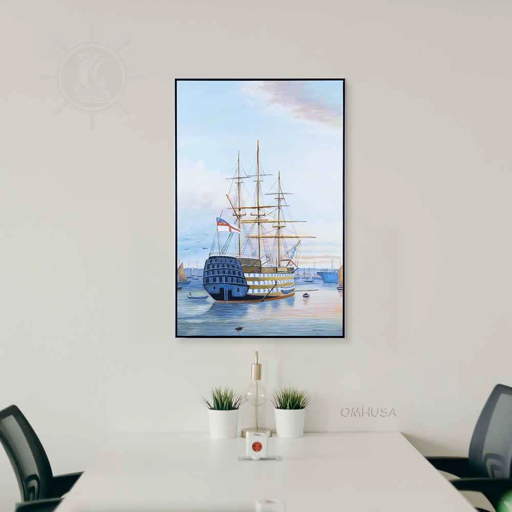 H.M.S. Victory in Portsmouth Harbour - Canvas Painting