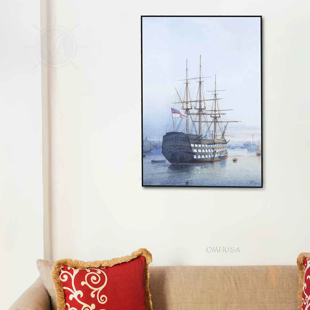H.M.S. Victory in Portsmouth Harbour - Canvas Painting