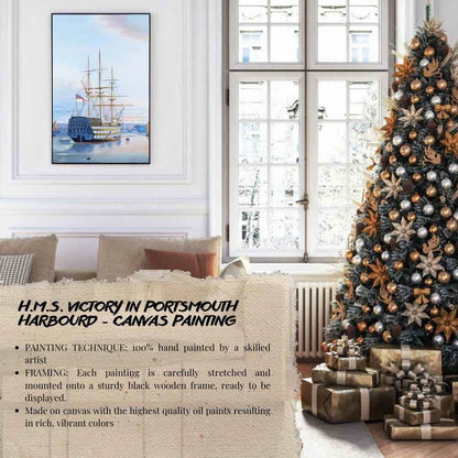 H.M.S. Victory in Portsmouth Harbour - Canvas Painting
