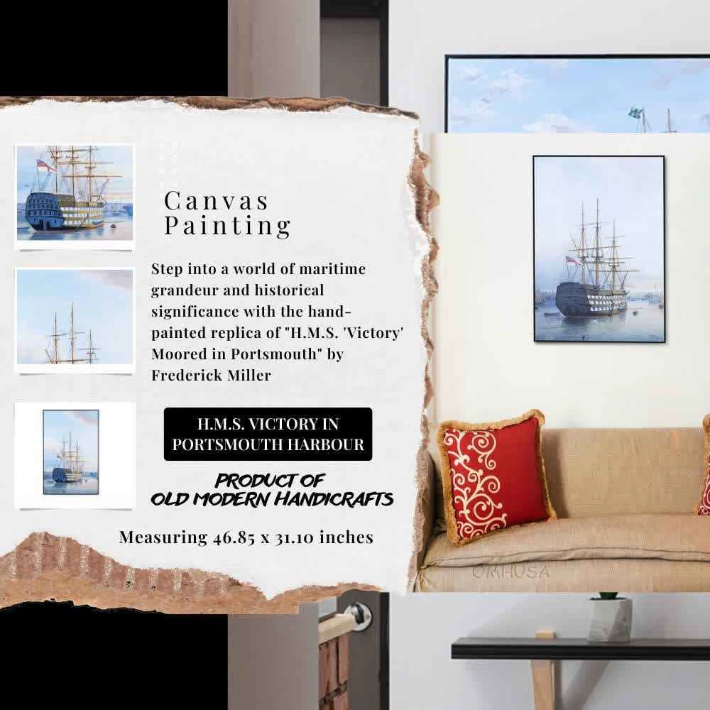 H.M.S. Victory in Portsmouth Harbour - Canvas Painting